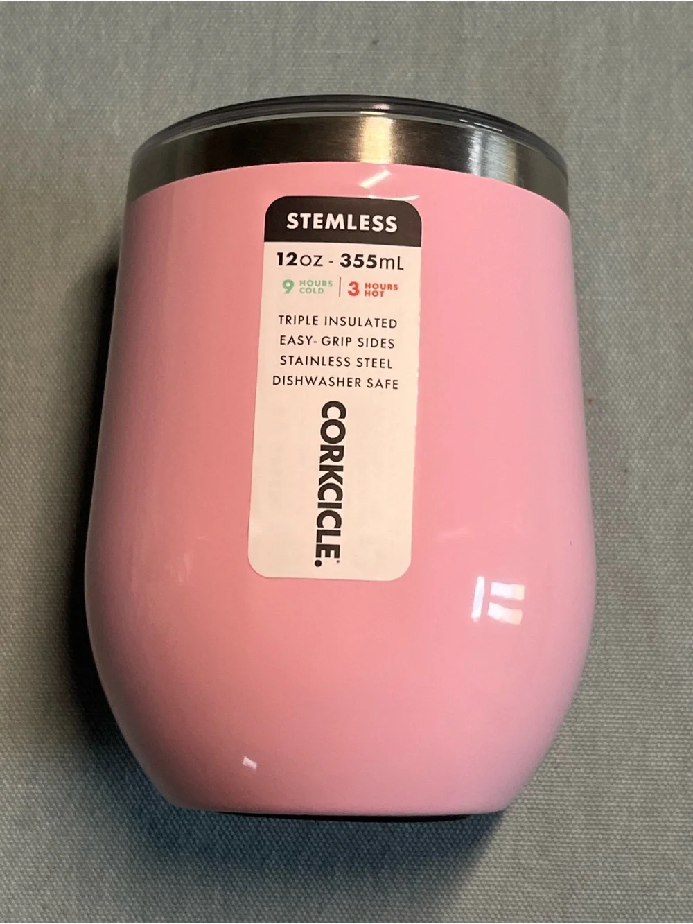 Corkcicle Pink Stemless 12oz Insulated Wine Tumbler